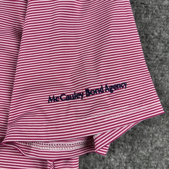 Holderness & Bourne Polo Shirt Mens Large Pink Stripe Tailored Fit Golf McCauley - Picture 4 of 8